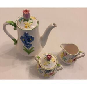 Vtg Schmid Design Folio Made in Japan 5pc Tea Set Floral Porcelain Tea Pot